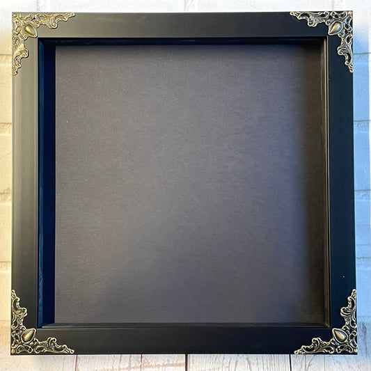 Black Deep Shadow Box Display Frame Ornate Baroque Style Corners 22.5cm x 22.5cm